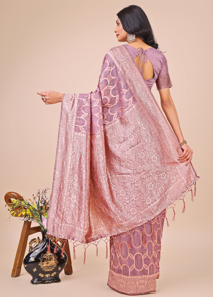 Purple Cotton Saree With Blouse Piece