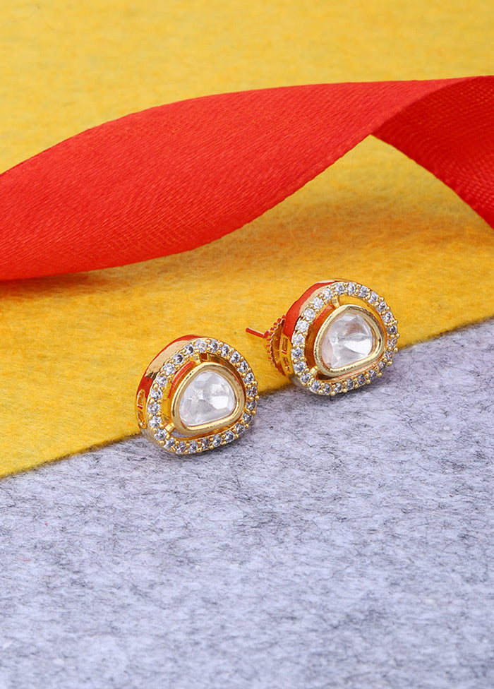 Gold Toned Stone Studded Earrings - Indian Silk House Agencies