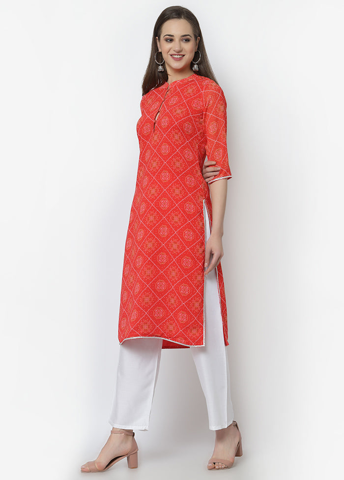 Red Readymade Georgette Digital Print Kurti VDASD040925 - Indian Silk House Agencies