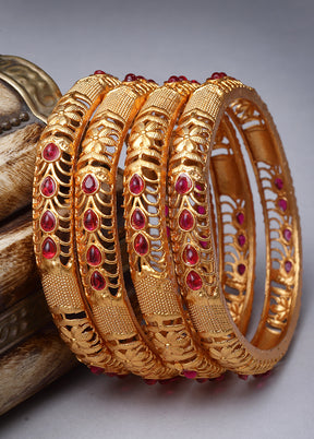 Red Alloy Glossy Bangles