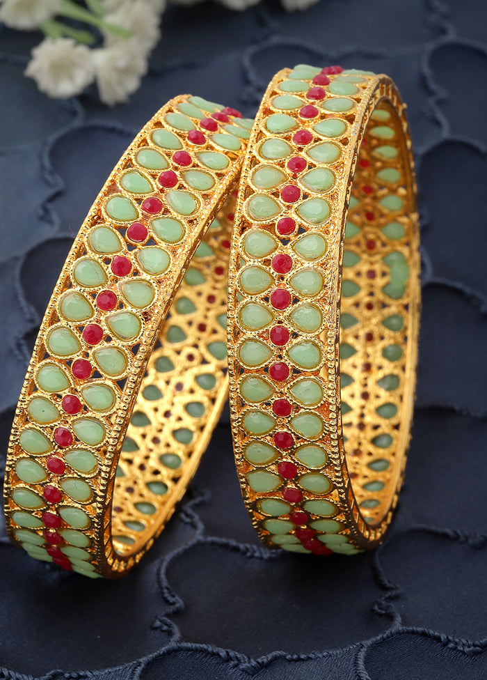 Green Alloy Glossy Bangles