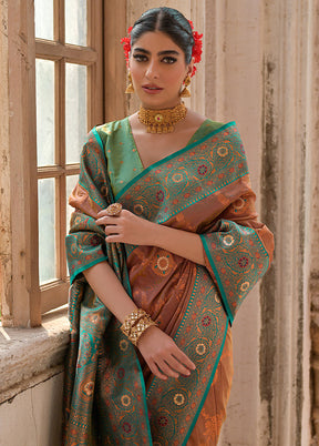 Coffee Banarasi Silk Saree With Blouse Piece