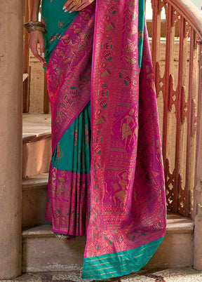 Rama Banarasi Silk Saree With Blouse Piece