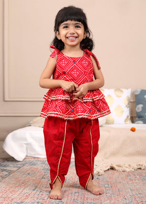 Red Cotton Ethnic Wear Set