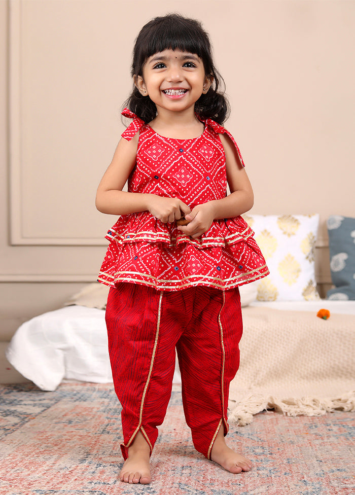 Red Cotton Ethnic Wear Set