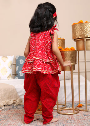 Red Cotton Ethnic Wear Set