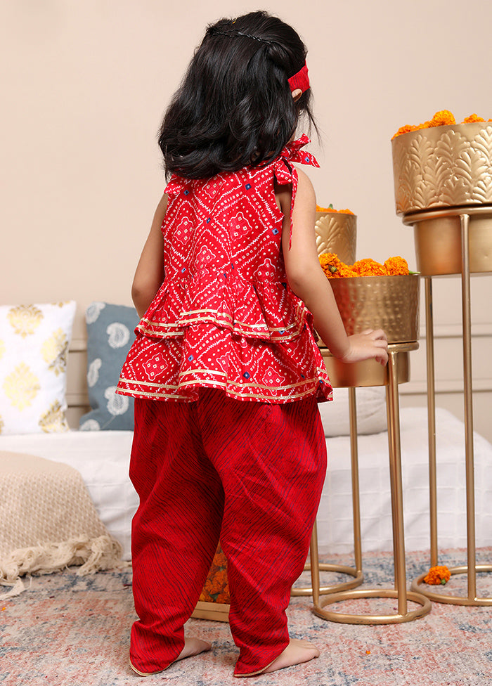 Red Cotton Ethnic Wear Set