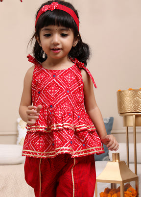 Red Cotton Ethnic Wear Set