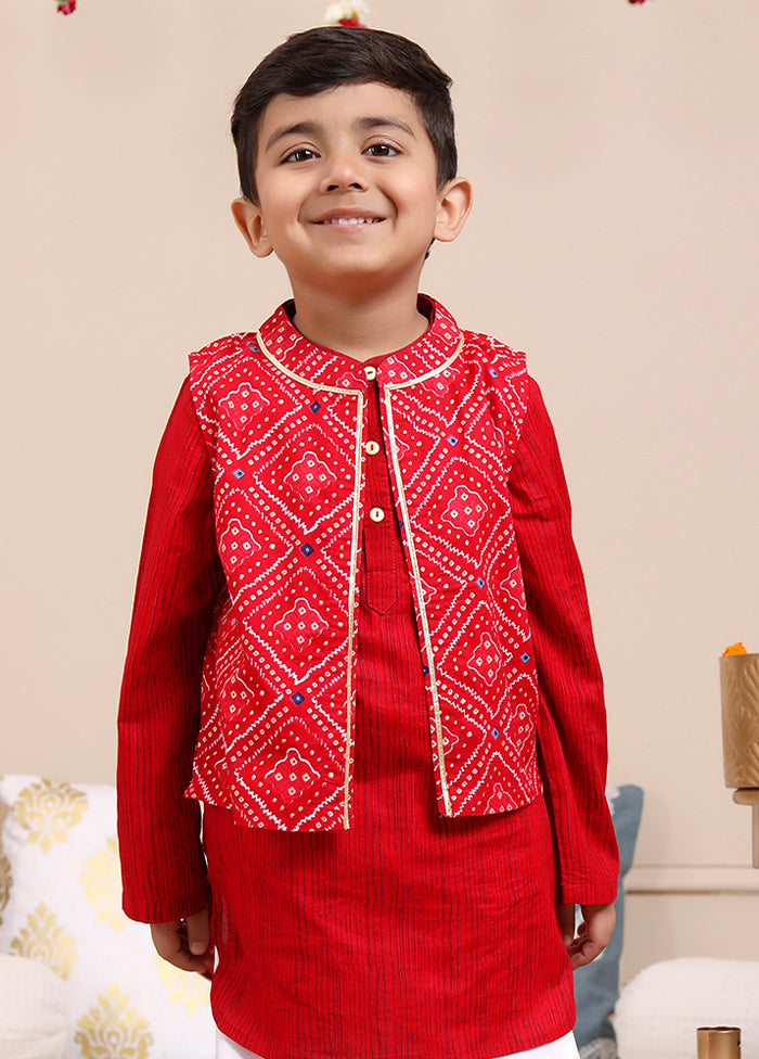 Red Cotton Ethnic Wear Set