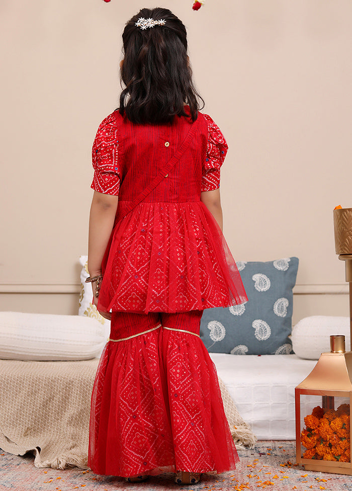 Red Cotton Ethnic Wear Set