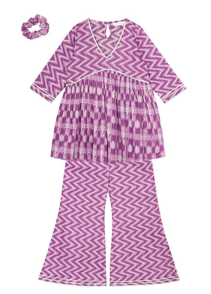 Purple Cotton Ethnic Wear Set