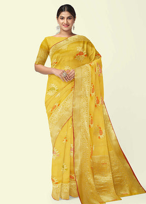 Gold Silk Zari Saree Without Blouse Piece