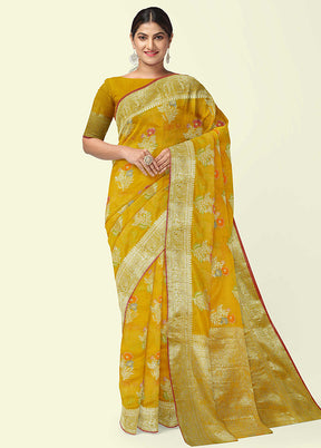 Gold Silk Zari Saree Without Blouse Piece