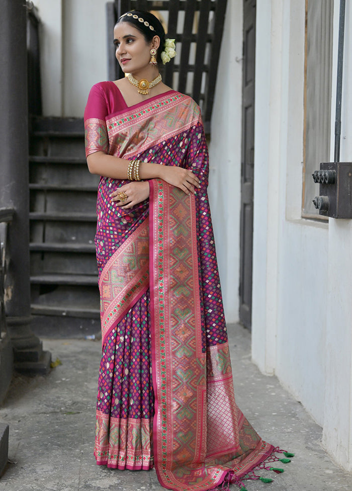 Wine Dupion Silk Saree With Blouse Piece