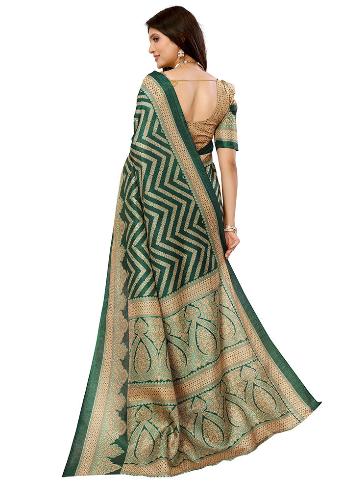 Green Dupion Silk Saree With Blouse Piece