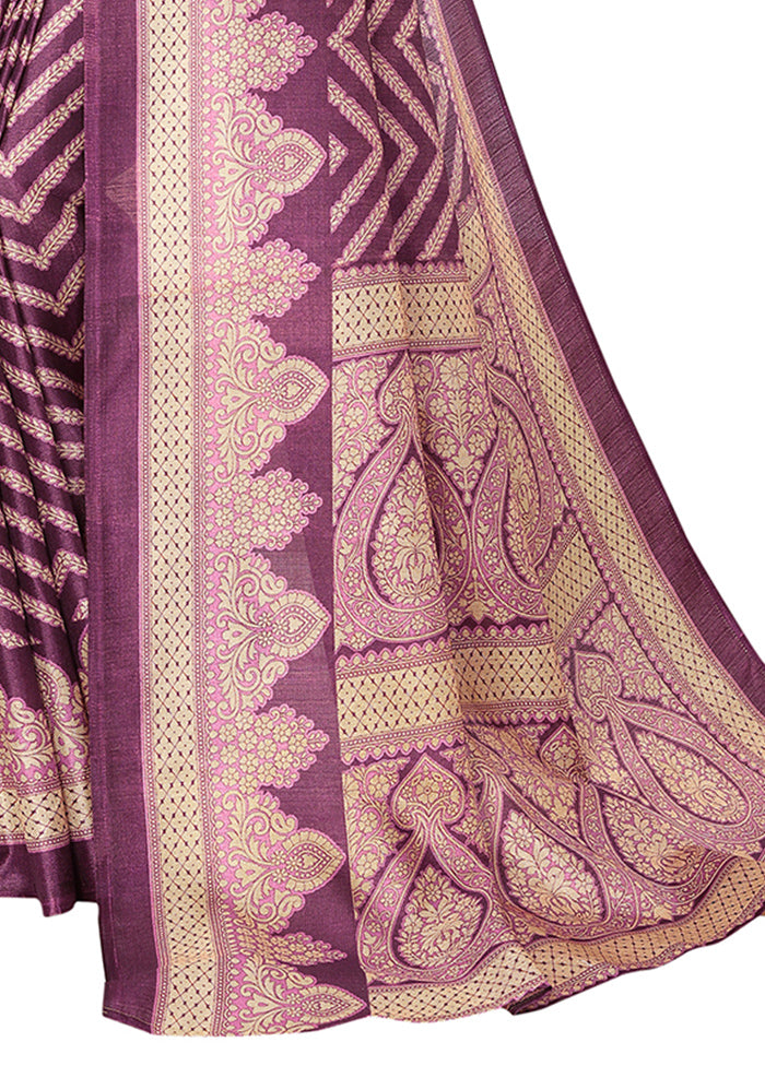 Purple Dupion Silk Saree With Blouse Piece