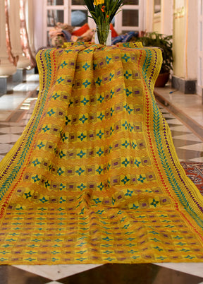 Bengal Kantha Embroidery Tussar Silk Handloom Dupatta