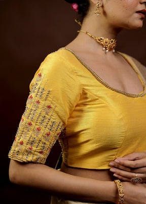 Yellow Dupion Silk Designer Blouse