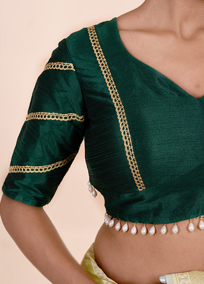 Bottle Green Dupion Silk Designer Blouse