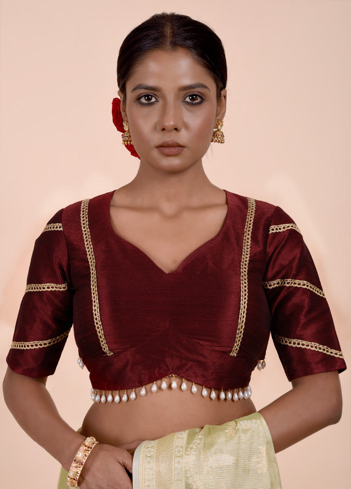 Maroon Dupion Silk Designer Blouse