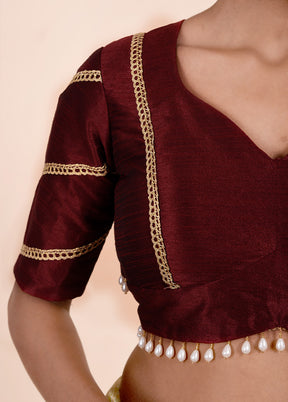 Maroon Dupion Silk Designer Blouse