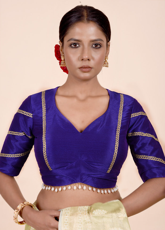 Royal Blue Dupion Silk Designer Blouse