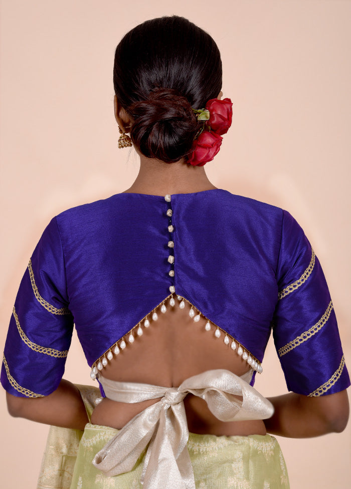 Royal Blue Dupion Silk Designer Blouse