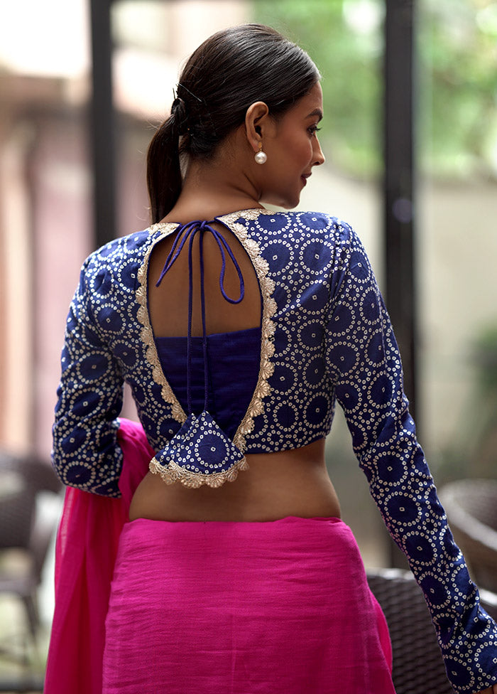 Blue Silk Designer Blouse - Indian Silk House Agencies