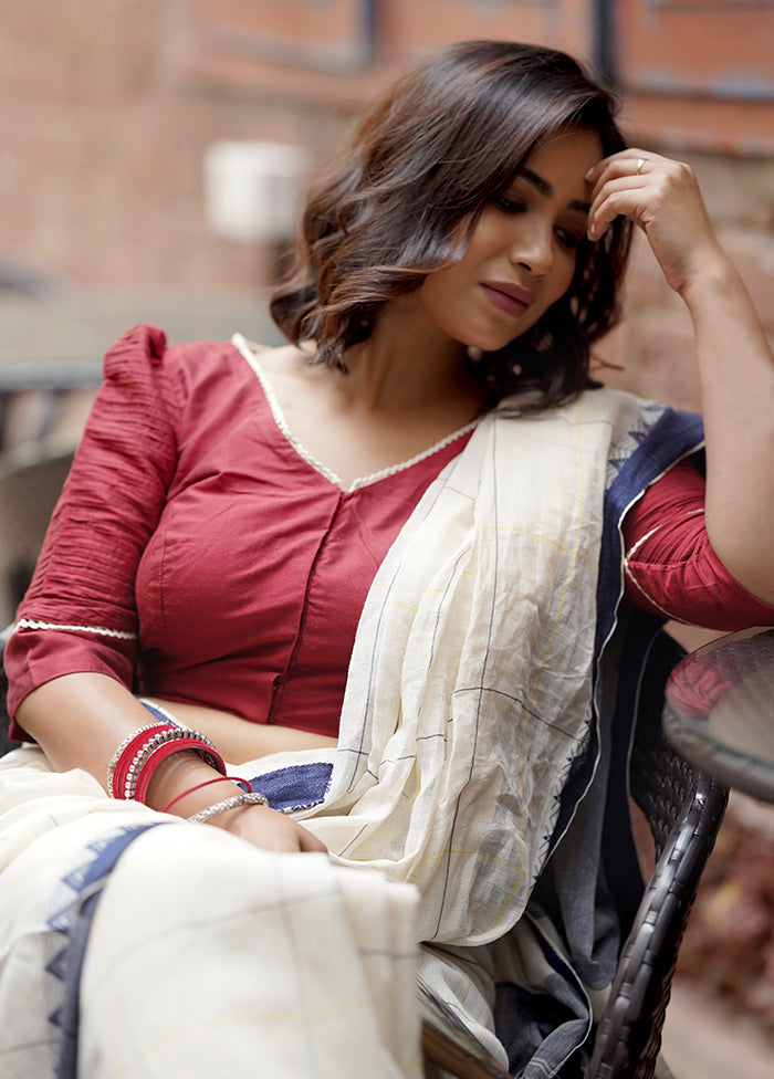 Maroon Cotton Silk Designer Blouse - Indian Silk House Agencies