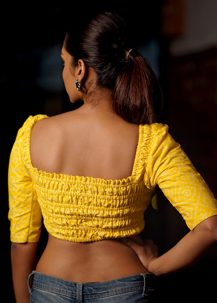 Light Yellow Cotton Designer Blouse - Indian Silk House Agencies