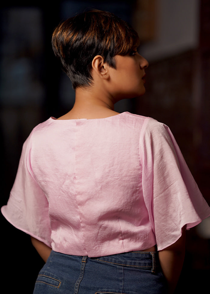 Baby Pink Silk Designer Blouse - Indian Silk House Agencies
