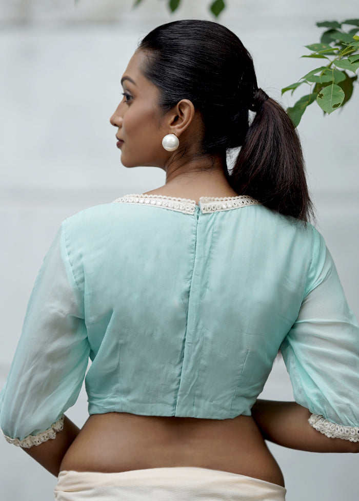 Mint Green Organza Designer Blouse - Indian Silk House Agencies
