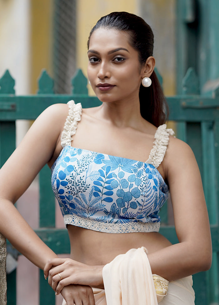 Light Blue Chiffon Designer Blouse - Indian Silk House Agencies