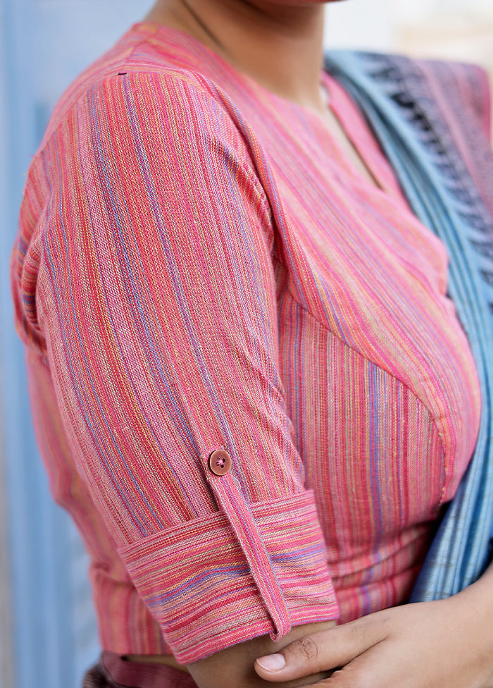 Pink Cotton Silk Designer Blouse