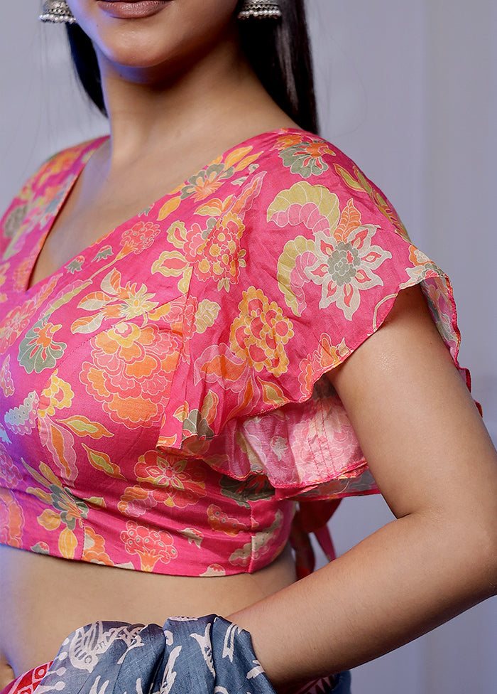Pink Blended Silk Designer Blouse