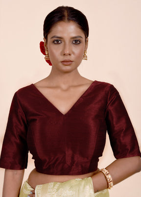 Dark Maroon Dupion Silk Designer Blouse