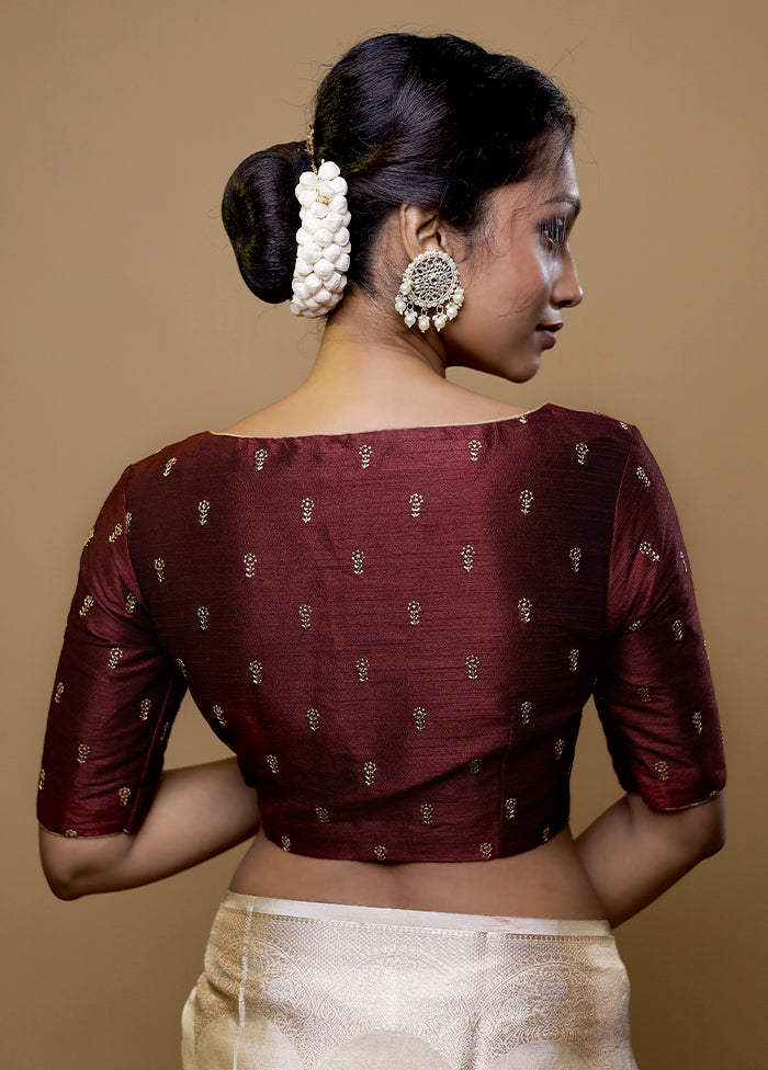 Dark Maroon Dupion Silk Designer Blouse