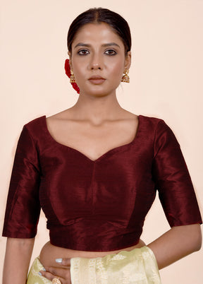 Dark Maroon Dupion Silk Designer Blouse