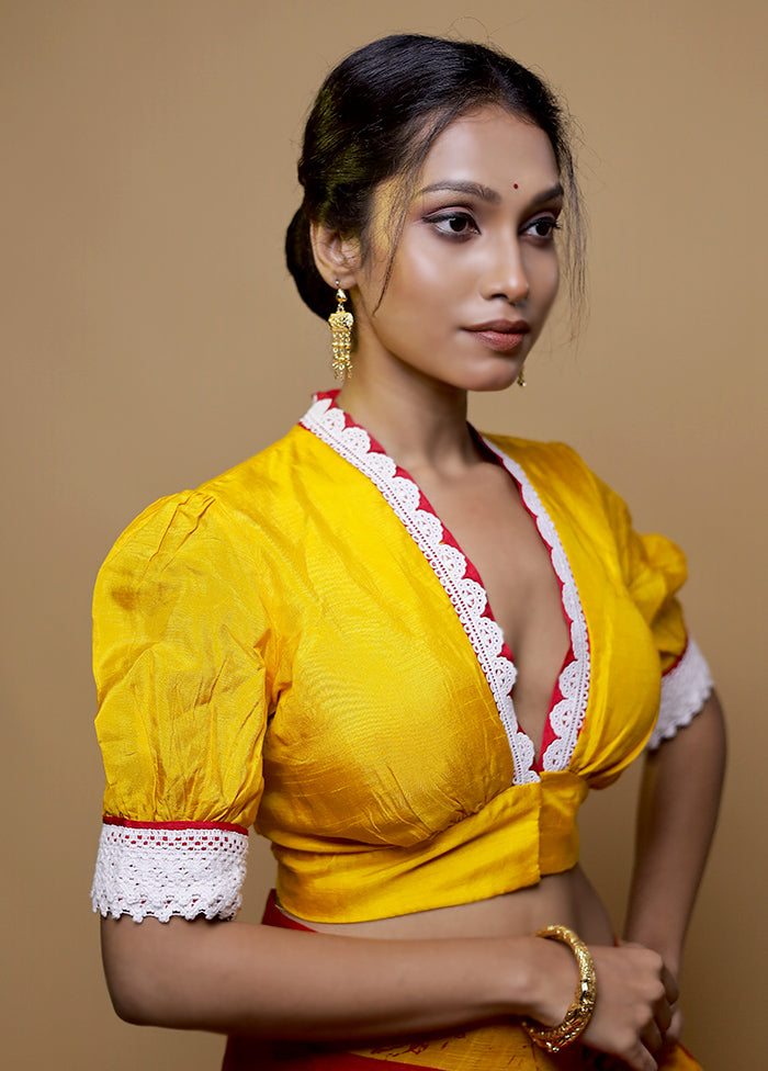 Yellow Dola Silk Designer Blouse