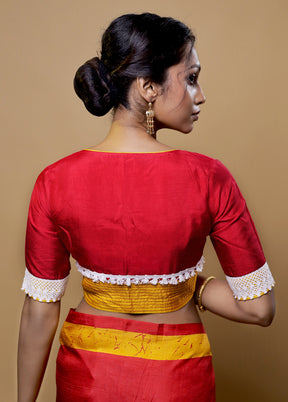 Red Dola Silk Designer Blouse