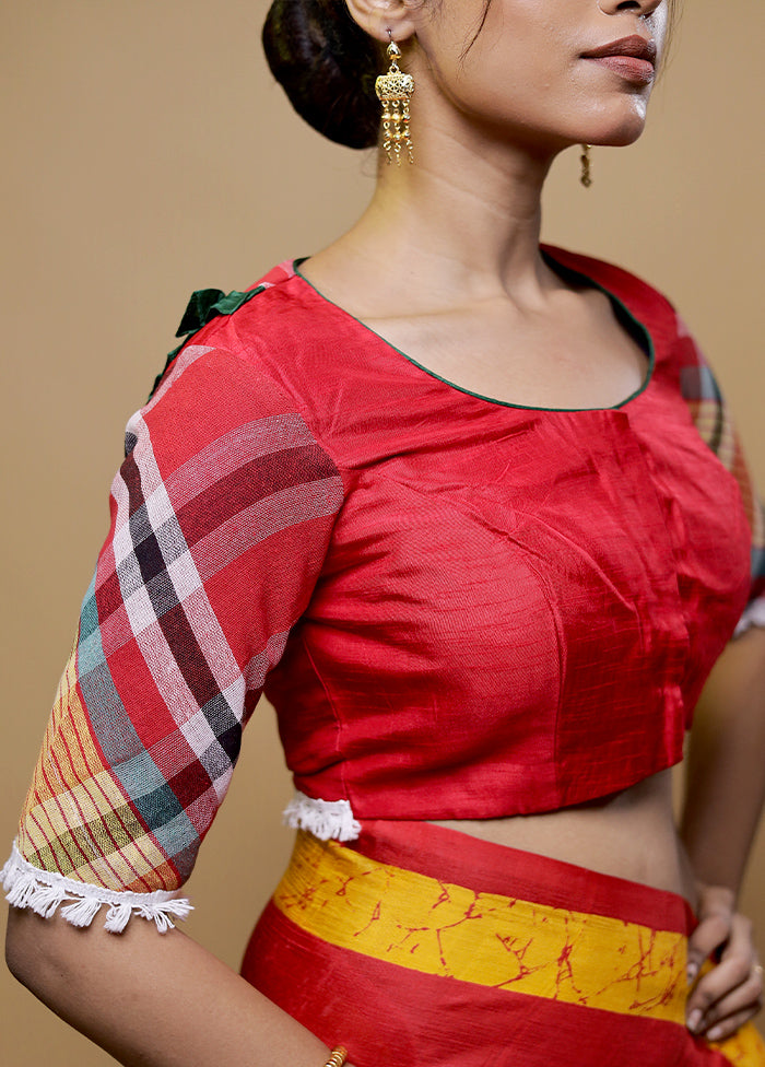 Red Dola Silk Designer Blouse