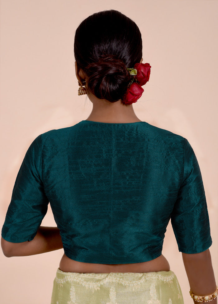 Teal Green Dupion Silk Designer Blouse