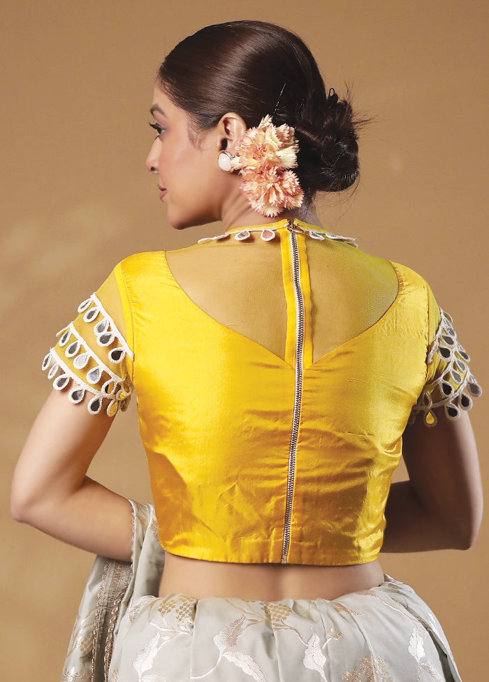 Yellow Pure Silk Designer Blouse