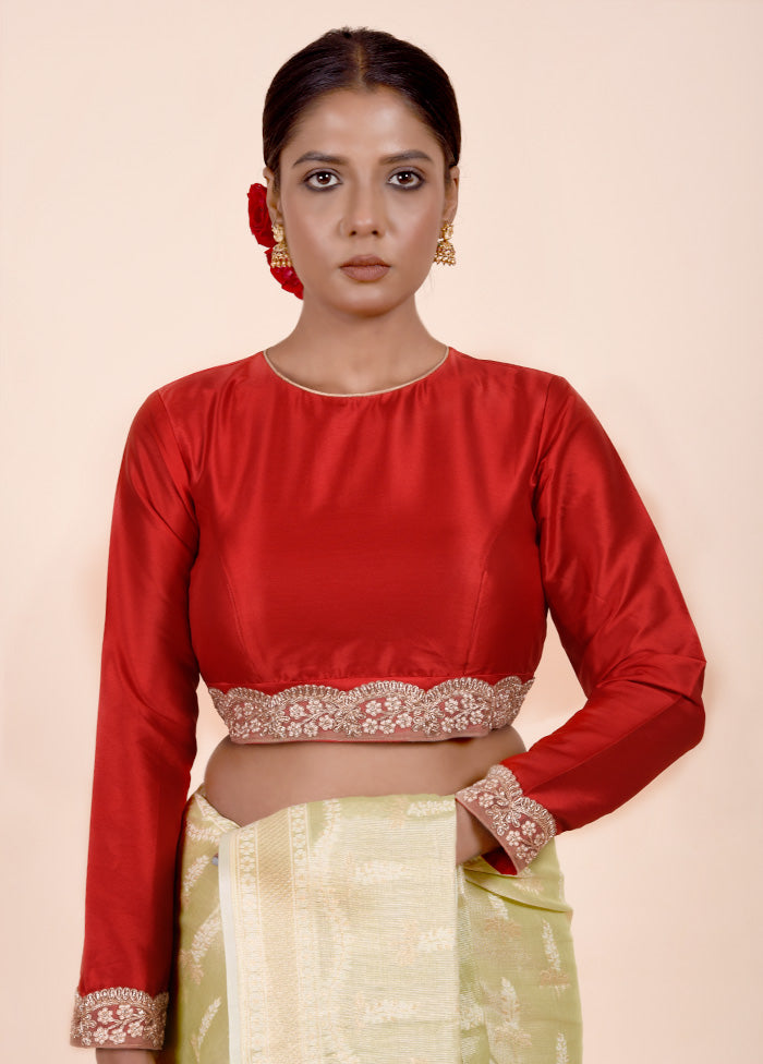 Red Silk Designer Blouse