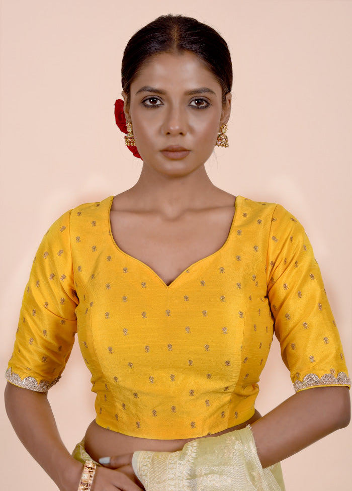 Yellow Dupion Silk Designer Blouse