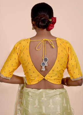 Yellow Dupion Silk Designer Blouse