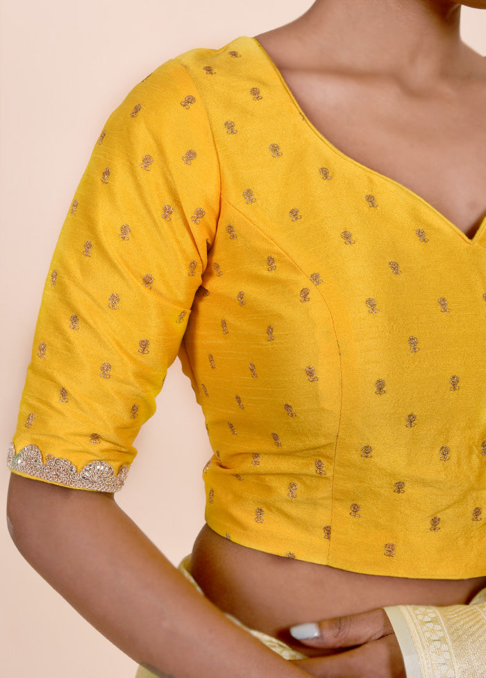 Yellow Dupion Silk Designer Blouse