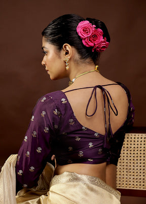 Purple Brocade Designer Blouse