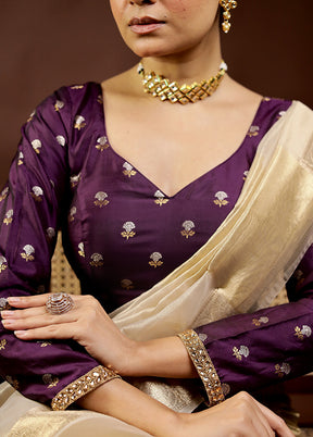 Purple Brocade Designer Blouse