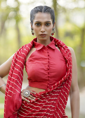 Red Cotton Silk Designer Blouse